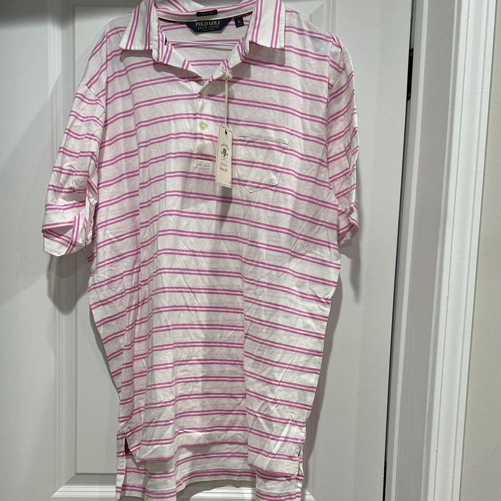 Polo by Ralph Lauren White and Pink Striped Men's Polo